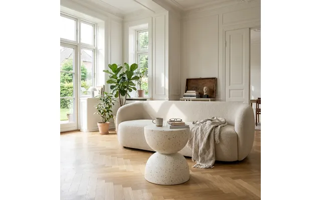Sidebord I Terrazzo Look - Off White Ø40×h45 Cm