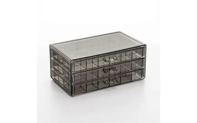 Smykke Organizer Med 3 Skuffer 72 Rum Sort Transparent