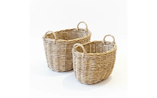 Stor Brændekurv I Rattan - Grå