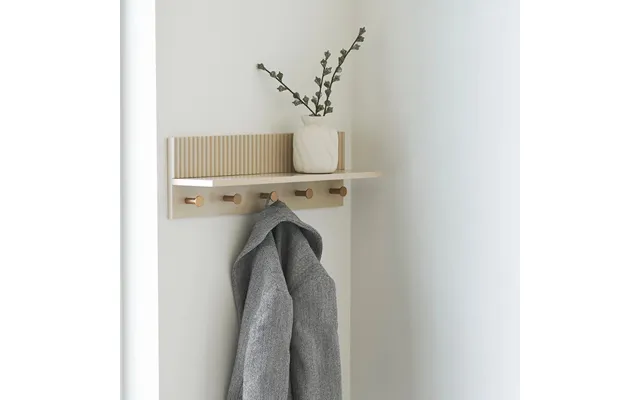 Væghylde Med Knager I Beige Mdf Fsc 100% 50×12×h16 Cm