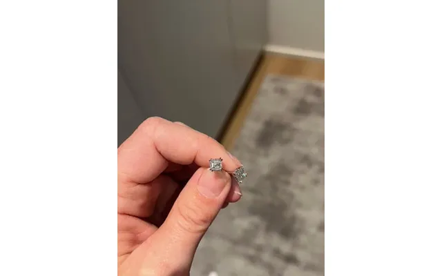 Solitaire Asscher Diamant Øreringe 14k Guld