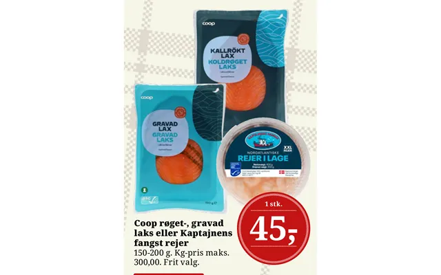 Coop Røget-, Gravad Laks Eller Kaptajnens Fangst Rejer
