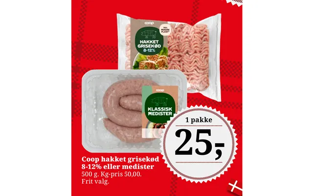 Coop Hakket Grisekød 8-12% Eller Medister