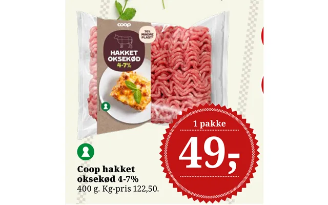 Coop Hakket Oksekød 4-7%