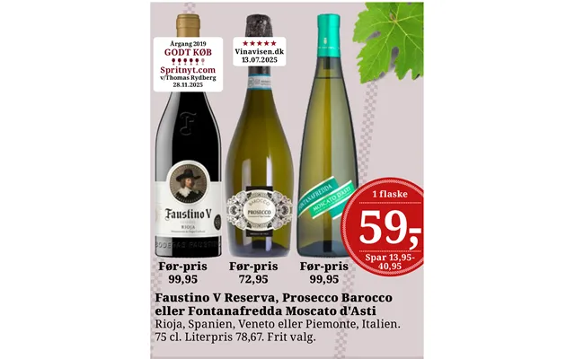 Faustino V Reserva, Prosecco Barocco Eller Fontanafredda Moscato D'asti