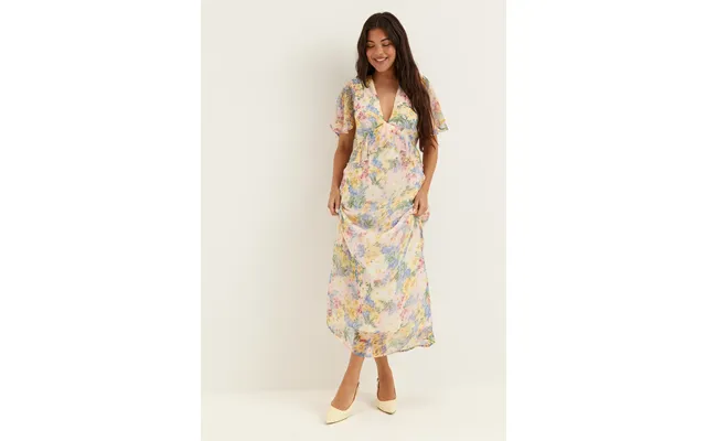 Butterfly Sleeve Chiffon Ankle Dress
