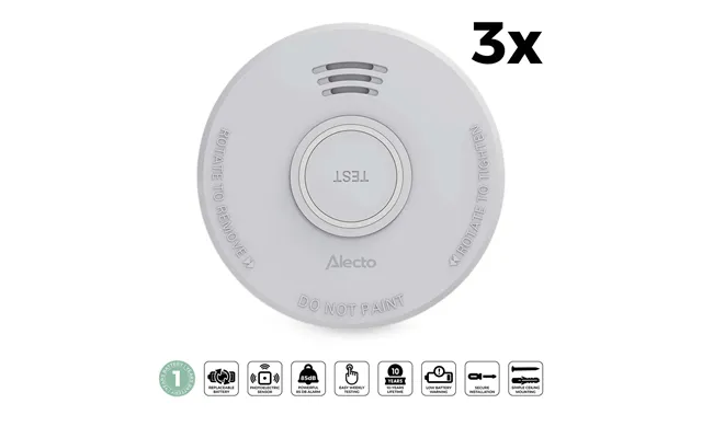 Alecto - Selvstændig Røgalarm Med 1 Års Batteri 3 Stk.