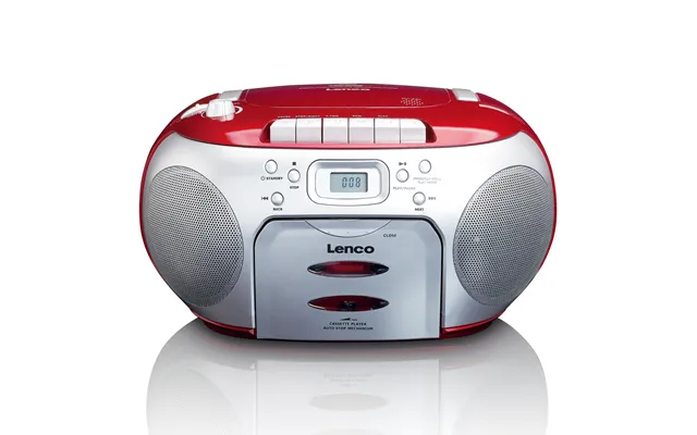 Lenco - Bærbar Fm-radio Cd-kassetteafspiller Rød