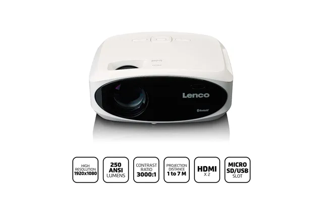 Lenco - Full Hd 1080p Lcd-projektor Med Bluetooth Hvid