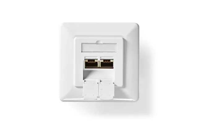 Nedis - Netværksvægboks Flush Mount 2-port Port S Cat6 Lige Hun Guldplateret Pvc Hvid Box