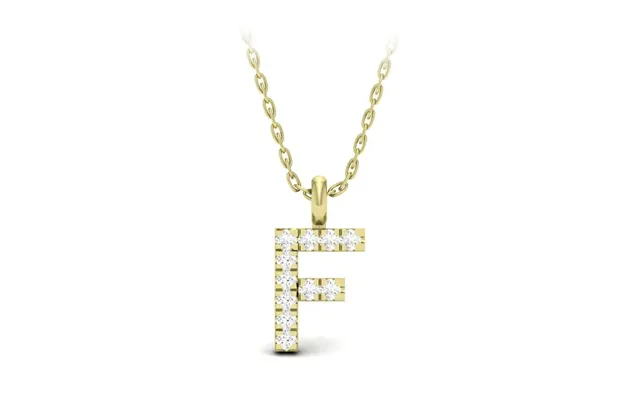 My Letter Diamant Bogstav F Med Kæde I 14 Kt. Guld Eller Hvidguld - 14 Kt Hvidguld