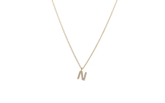 My Letter Diamant Bogstav N Med Kæde I 14 Karat Guld - 14 Kt