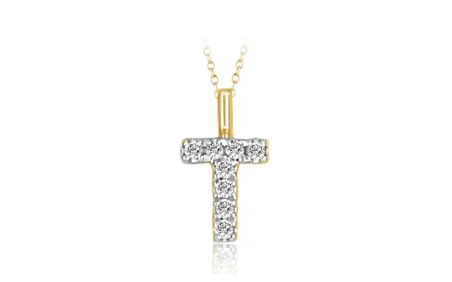 My Letter Diamant Bogstav T Inkl. Kæde I 14 Kt. Guld Eller Hvidguld - 14 Kt