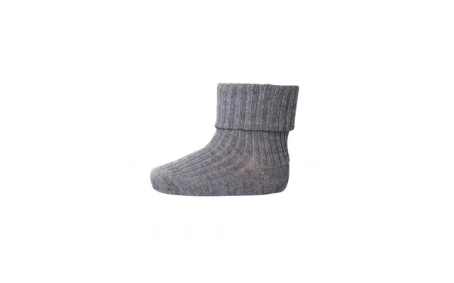 Baby Ankel Strømper I Merino Uld Med Ombuk Grey Melange 19 21