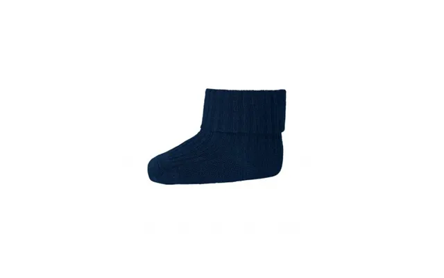 Baby Ankel Strømper I Merino Uld Med Ombuk Navy 15 16