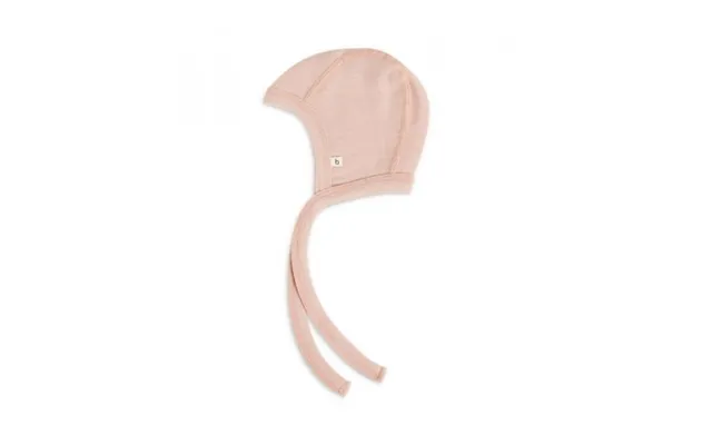 Baby Hjelm Med Snor I 100% Økologisk Merino Uld, Tyk Kvalitet - 2 Lag Stof 62 68 Rose Melange