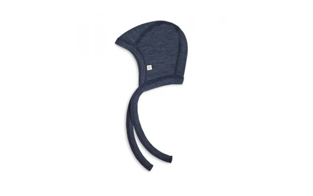 Baby Hjelm Med Snor I 100% Økologisk Merino Uld, Tyk Kvalitet - 2 Lag Stof 74 80 Navy Melange