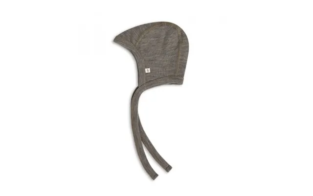 Baby Hjelm Med Snor I 100% Økologisk Merino Uld, Tyk Kvalitet - 2 Lag Stof 86 92 Light Brown Melange
