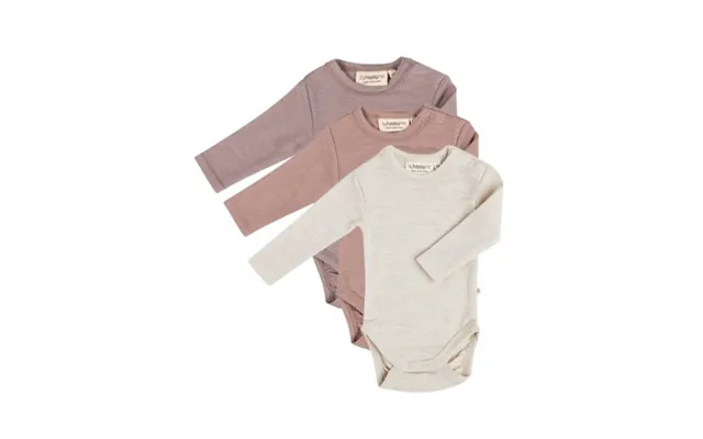 Body Med Lang Ærme Og Rund Hals I 100% Økologisk Merino Uld Til Baby, 3-pak 62 Soft Rose - Lavender