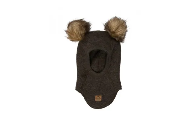 Elefanthue I Merinould Med Pomponer 74 80 Dark Brown