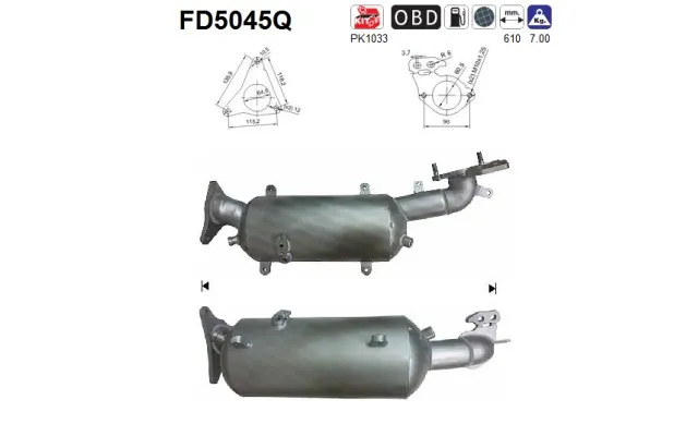 As Sod- Partikelfilter - Udstødningssystem Fd5045q For Subaru
