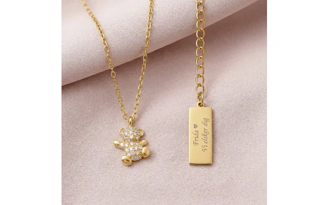 Bamse Børnehalskæde - Med Zirkoner Forgyldt Sølv Noa Kids Jewellery