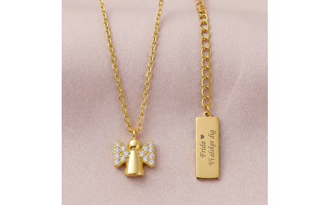 Engel Børnehalskæde Med Zirkoner Forgyldt Sølv Noa Kids Jewellery