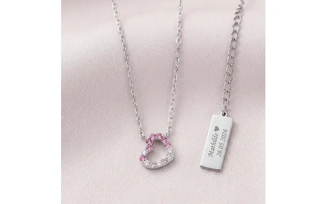 Hjerte Børnehalskæde I Sølv Med Pink Zirkoner Sølv Noa Kids Jewellery
