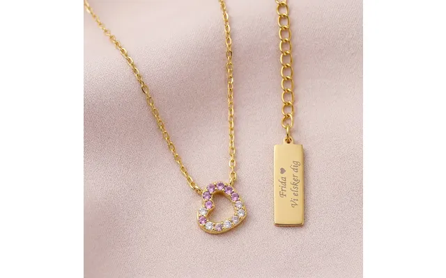 Hjerte Børnehalskæde Med Pink Zirkoner Forgyldt Sølv Noa Kids Jewellery