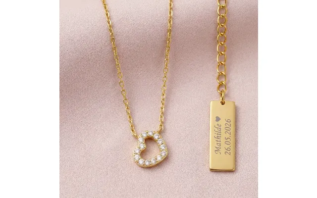 Hjerte Børnehalskæde Med Zirkoner Forgyldt Sølv Noa Kids Jewellery