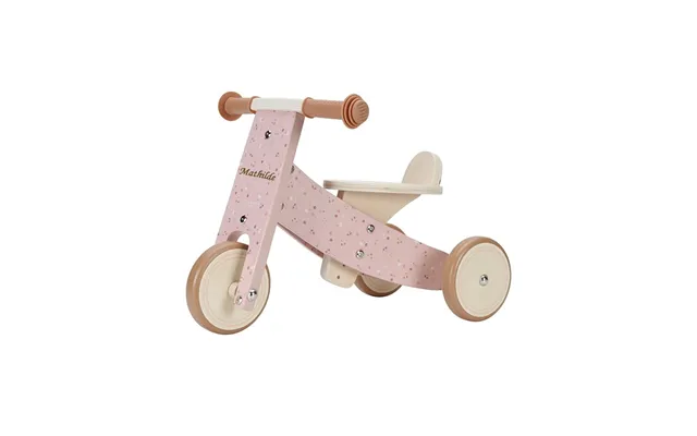 Løbecykel I Træ Med Navn - Pink Flowers