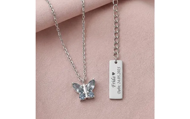 Sommerfugl Børnehalskæde - Blå Sølv Noa Kids Jewellery