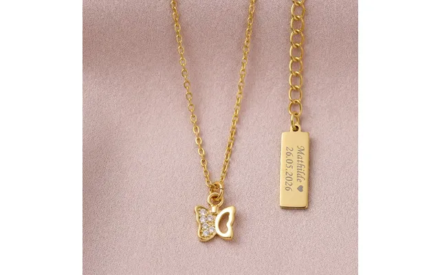 Sommerfugl Børnehalskæde Med Zirkoner Forgyldt Sølv Noa Kids Jewellery