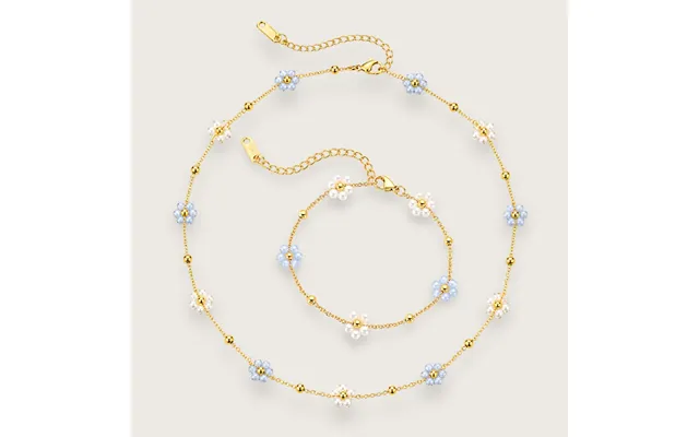 Daisy Bleu Smykkesæt Med Halskæde Og Armbånd Guldbelagt