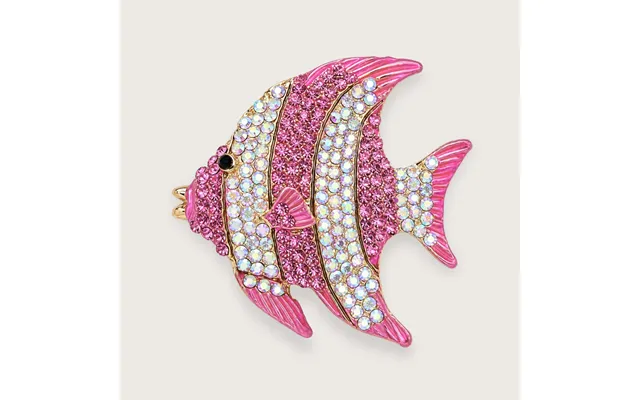 Fina Fiske-broche Med Pink Rhinsten
