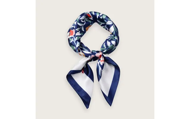 Gloria Satintørklæde Med Blomsterprint Marineblåt