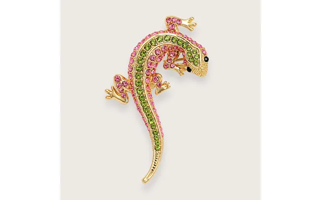 Sally Gekko-broche Med Pink Og Lysegrønne Rhinsten