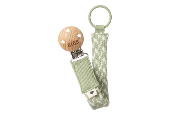 Bibs Pacifier Clip Braided Sage Ivory