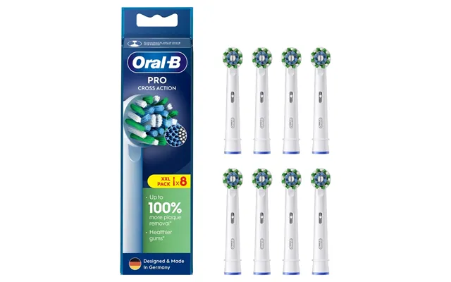 Oral-b Pro Cross Action Brush Tips Hvid - 8 Stk. Ekstra Tandbørstehoveder