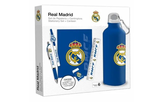 650 Ml Bottle With Real Madrid Stationery Set Rm00029