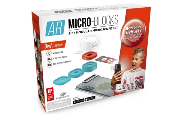 Ar Micro-blocks 3i1 Modulært Mikroskop Sæt Til Mobilen - Bakterier Og Vira