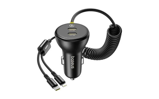 Biloplader Baseus Circular 60w 3a 1x Usb-a Til 1x Usb-c Med Usb-c Lightning-kabel Sort C00035902121-00