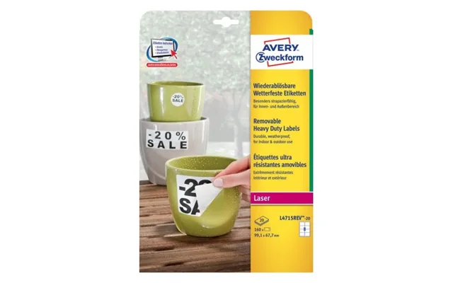 Etiketter Avery 99,1 X 67,7 Mm Hvid - Stærke