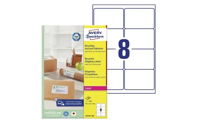 Etiketter Avery 99,1x67,7 Mm Hvid - Genbrugspapir Med Quickpeel