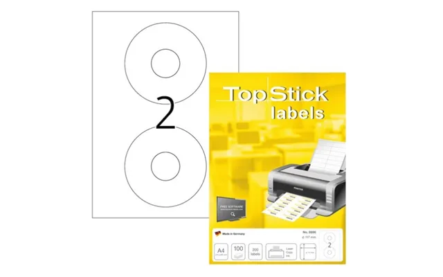 Etiketter Topstick Cd Dvd Ø117 Mm Hvid - 100 Ark X 2 Stk.