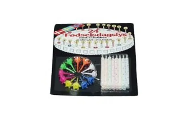 Fødselsdagslys Brændetid 15 Min Med Holder Assorteret Farver,24 Pk X 24 Stk Krt
