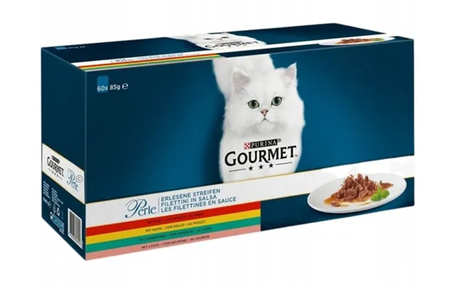 Gourmet Perle Kylling Oksekød - Kanin Laks 60x85g