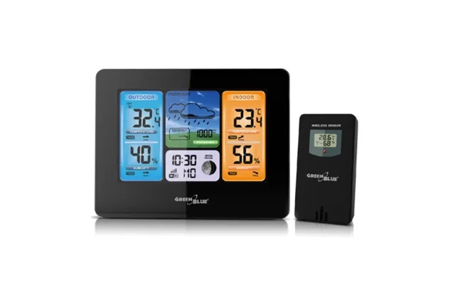 Greenblue 46003, Sort, Indendørs Hygrometer, Indendørs Termometer, Udendørs Hygrometer, Udendørs Termometer, Barometer, 