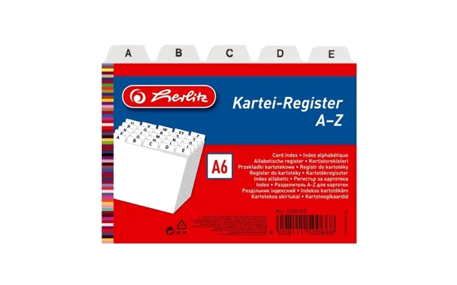 Herlitz Kartotekskort A - Z, Pp, A6 Liggende, Hvid, 24 Dele 01500669-003 1500669