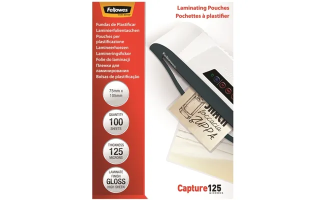 Lamineringslommer Fellowes 75x105 Mm 125 Mikron Glossy - 100 Stk